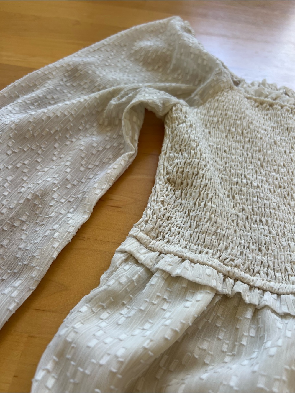 Chelsea28 Cream Swiss Dot Smocked Mini Dress - Picture 10 of 12
